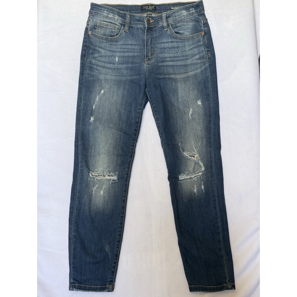 Judy Blue Relaxed Fit‎ Distressed Skinny Jeans Women's Size 11/30 Stretch Denim